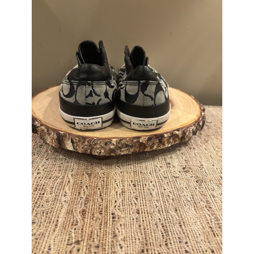 COACH Signature Low Top Canvas Lace SNEAKERS Felix 8 Black Grey - Picture 3 of 5